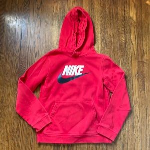 Boys Nike Hoodie Red Sz L